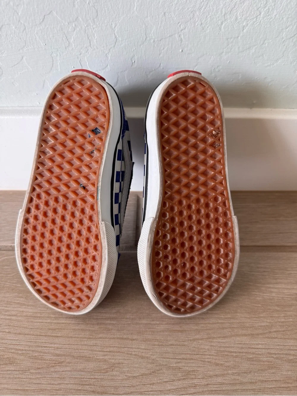 Vans Toddler Blue and White Checker Velcro Shoes